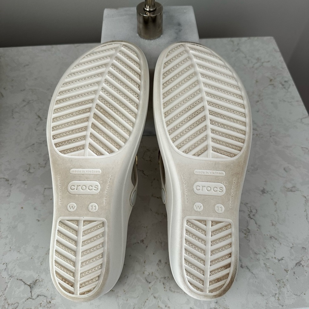 CROCS Gold and Cream Sandals with Metallic Accents - Picture 5 of 5